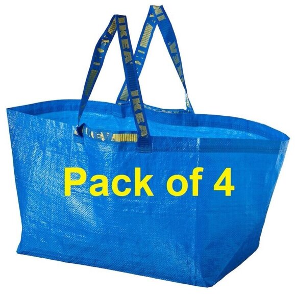 IKEA LARGE BLUE BAG 4-Pack FRAKTA Shopping Grocery Laundry Storage Tote - Picture 10 of 10